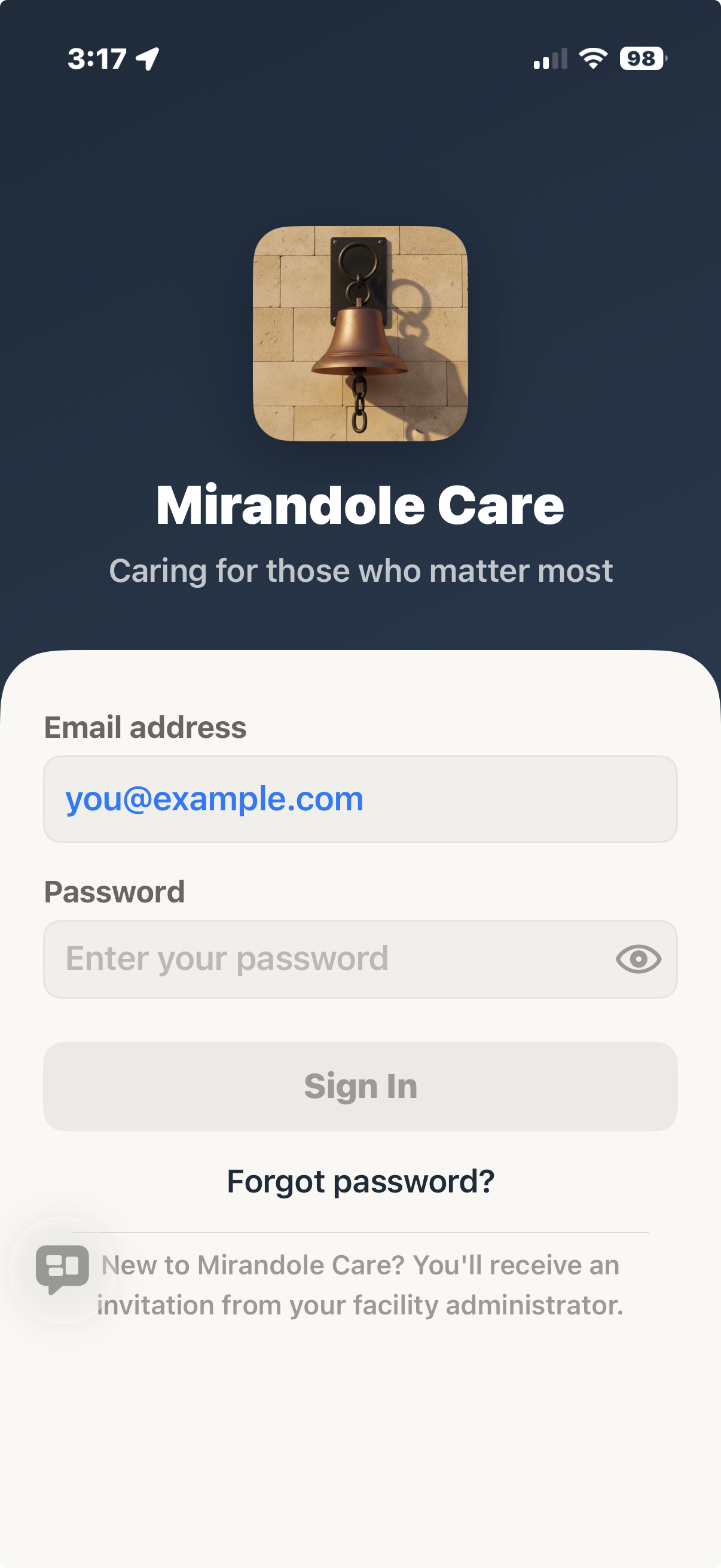 Secure sign-in screen showing role-based access